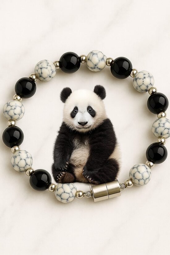 Dabīgo pērļu rokassprādze "Melnbaltā Harmonija"